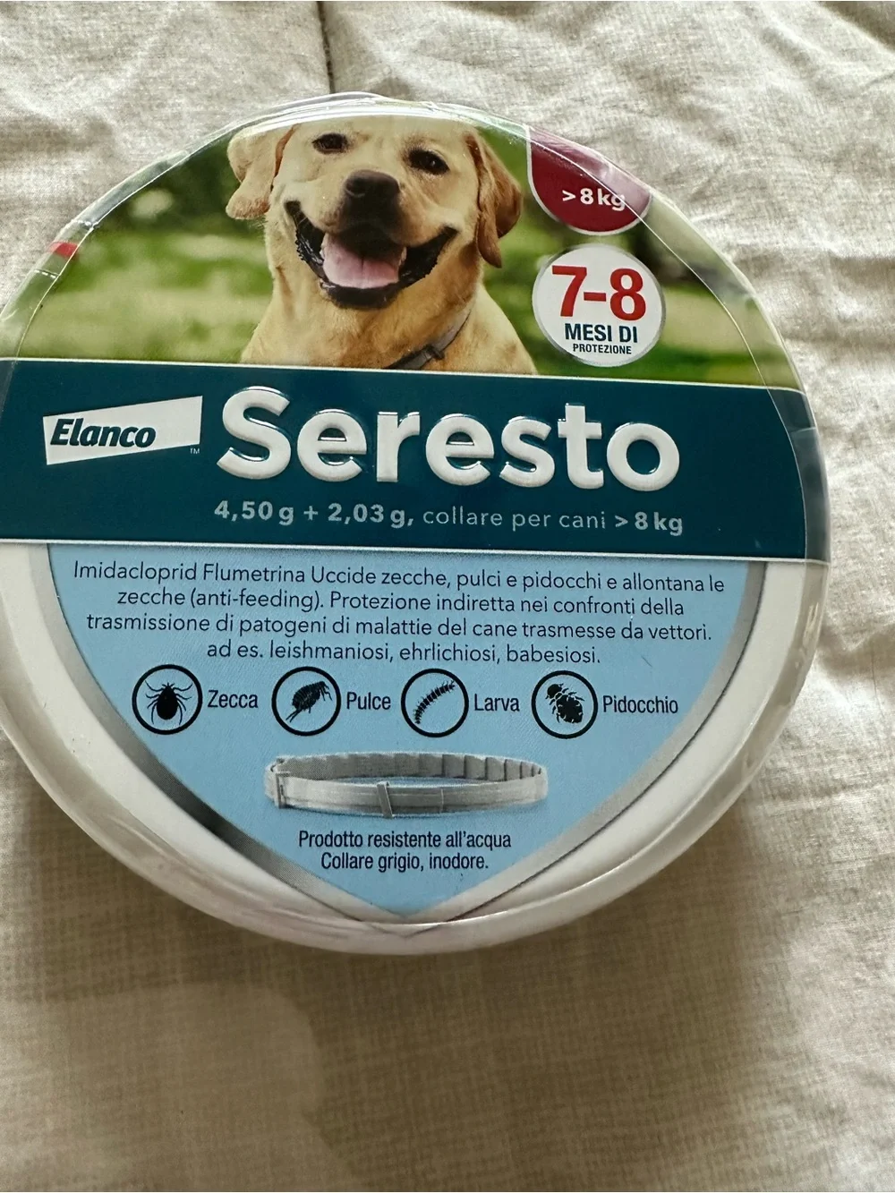 Seresto Flea & Tick Dog Collar by Elan — Gray (7–8 Month Protection)